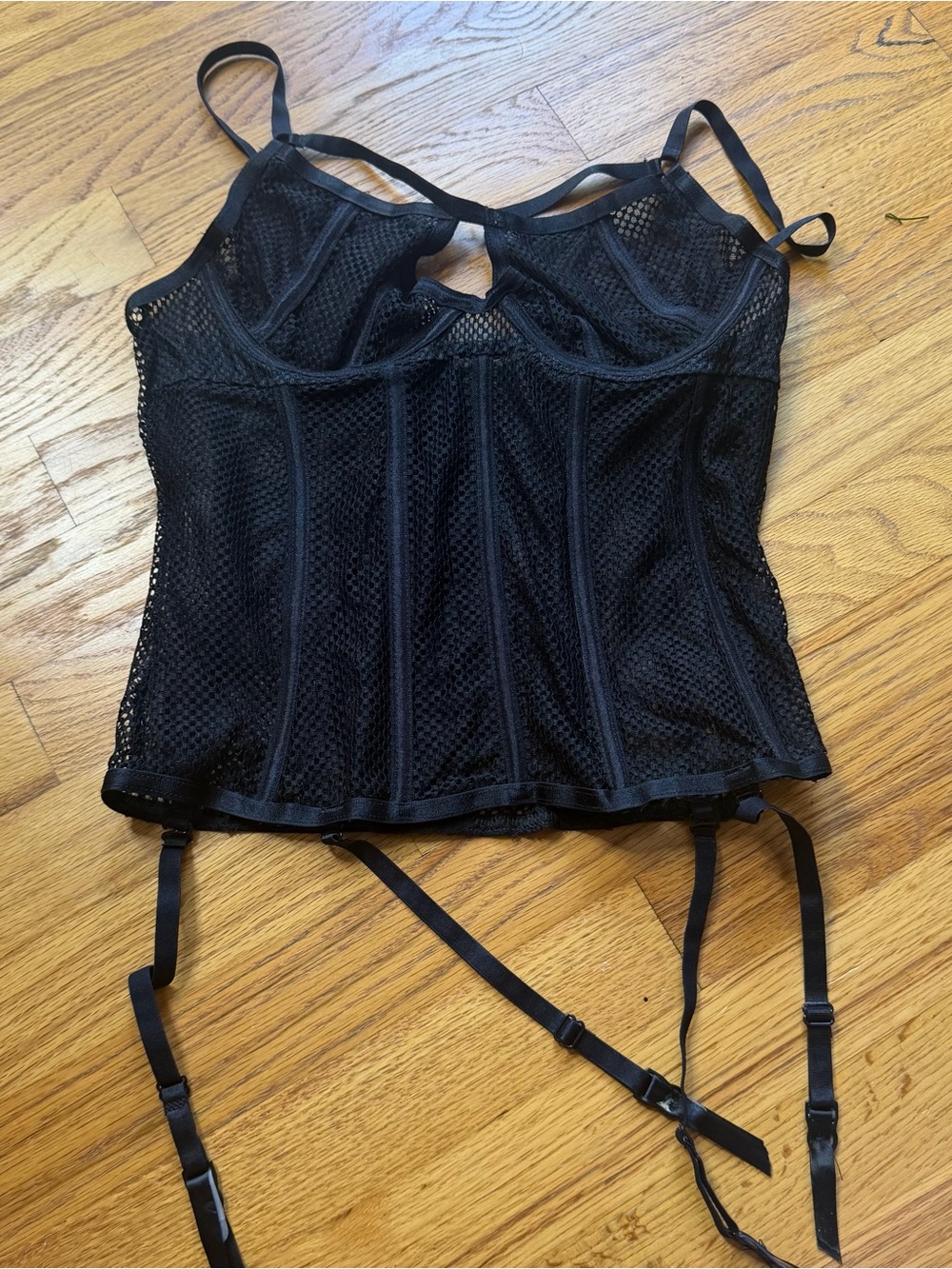 Fredericks of Hollywood mesh fishnet corset